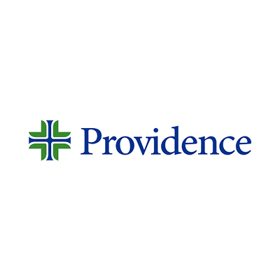 Providence Case Study logo featuring a green and blue cross symbol to the left of the word Providence in blue text on a white background.